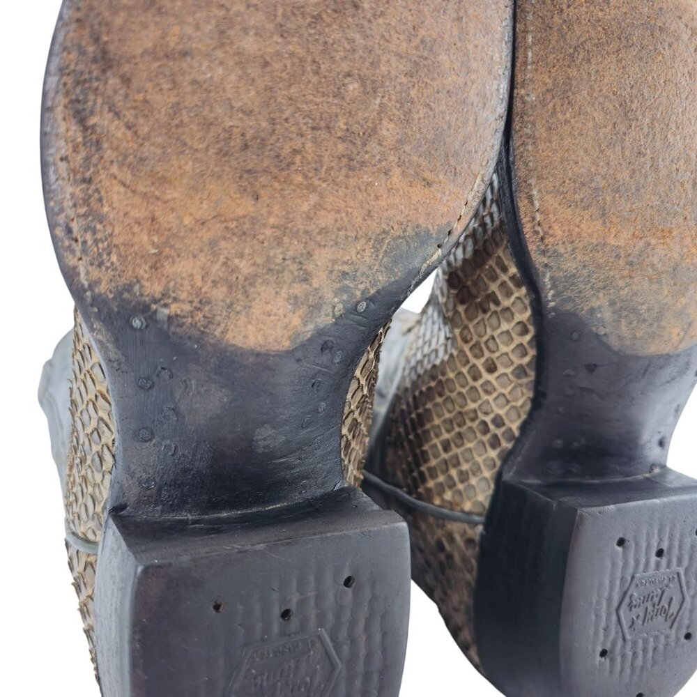 Vintage Anaconda Snakeskin Tony Lama Mens 9E Gold Label Cowboy Western Boots CBC - Picture 13 of 16